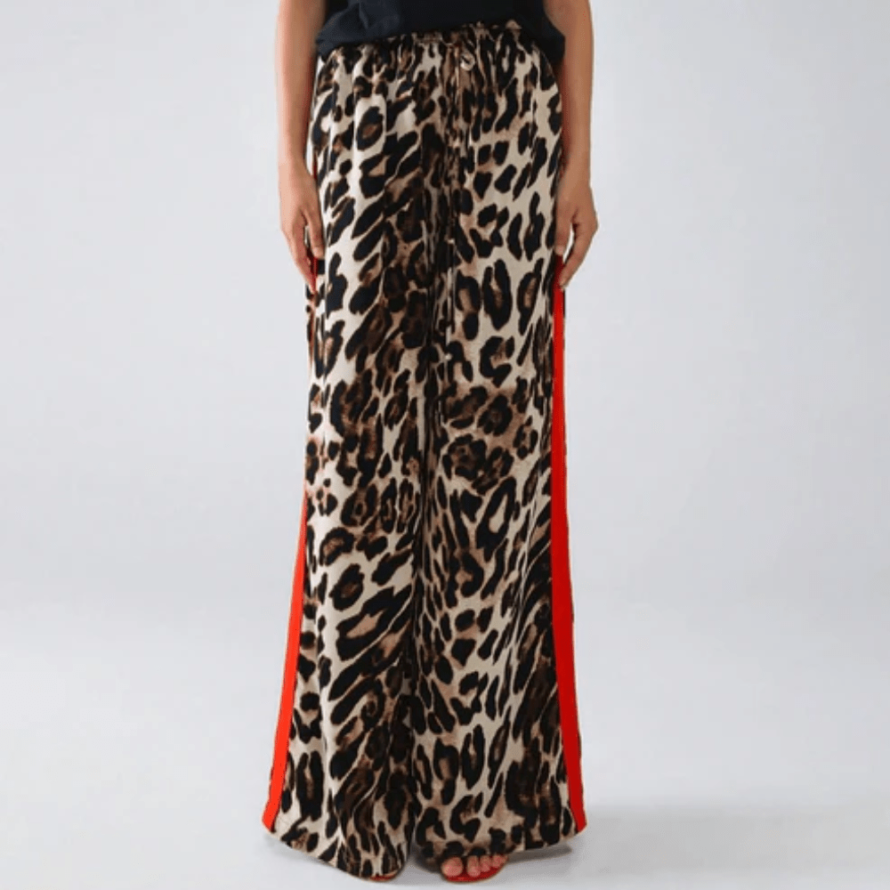 Bold Leopard Pants Side Stripe