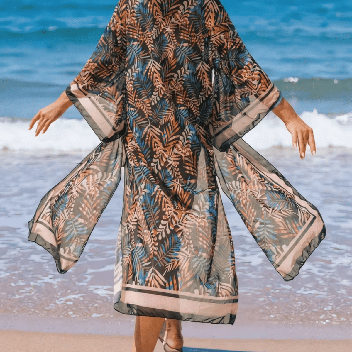 Sheer Tropical Beach Cover Up