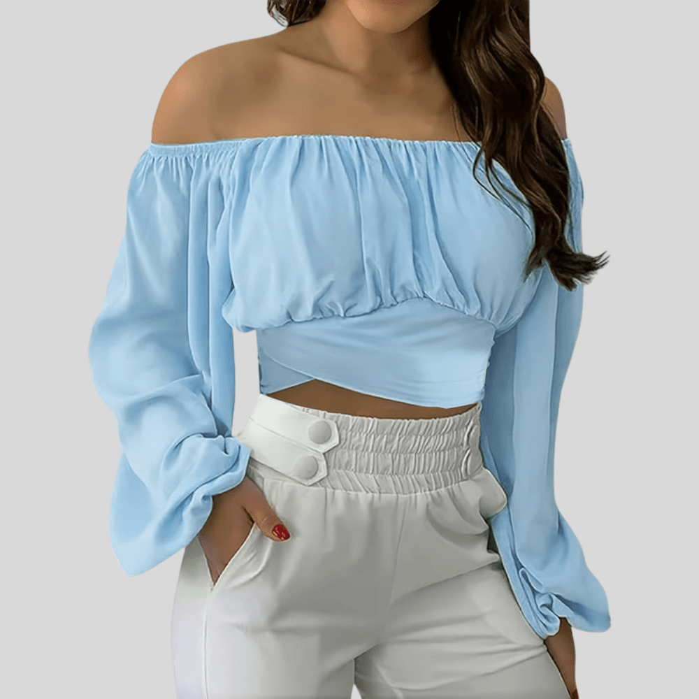 Icy Blue Off Shoulder Top