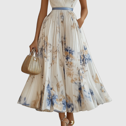 Elegant V Neck A Line Midi Dress