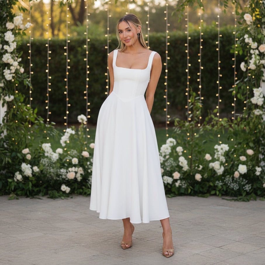 Midi-Kleid mit eckigem Ausschnitt