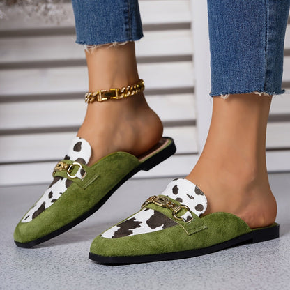 Square Toe Slip On Mule Loafers