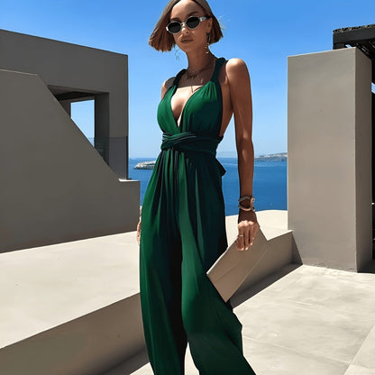 Deep Halter Neck Jumpsuits