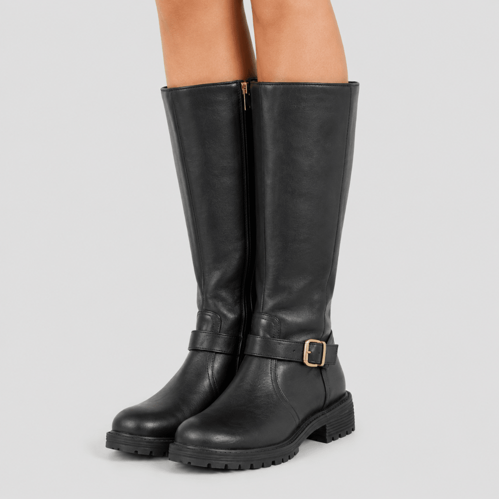 Harlow | Women's Knee-High Riding Boots with Buckle Strap