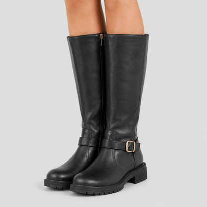 Harlow | Women's Knee-High Riding Boots with Buckle Strap