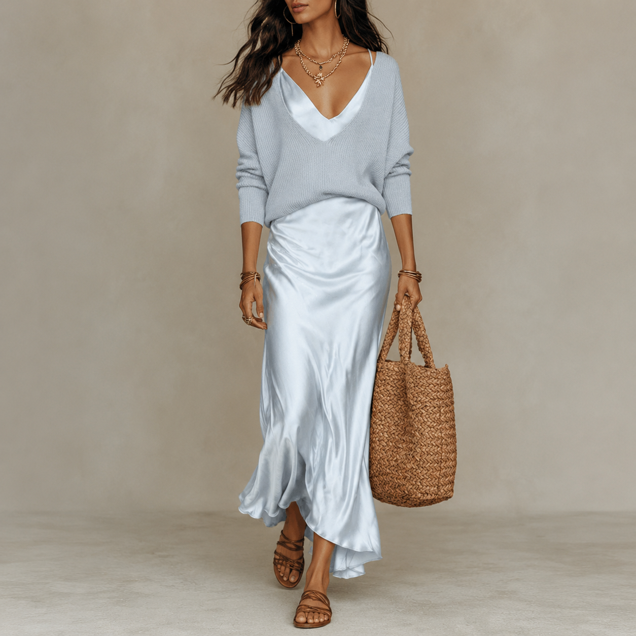 Midi Dress And Matching Sweater Set