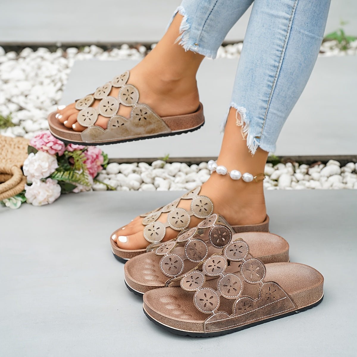 Hollow Out Slip On Sandals