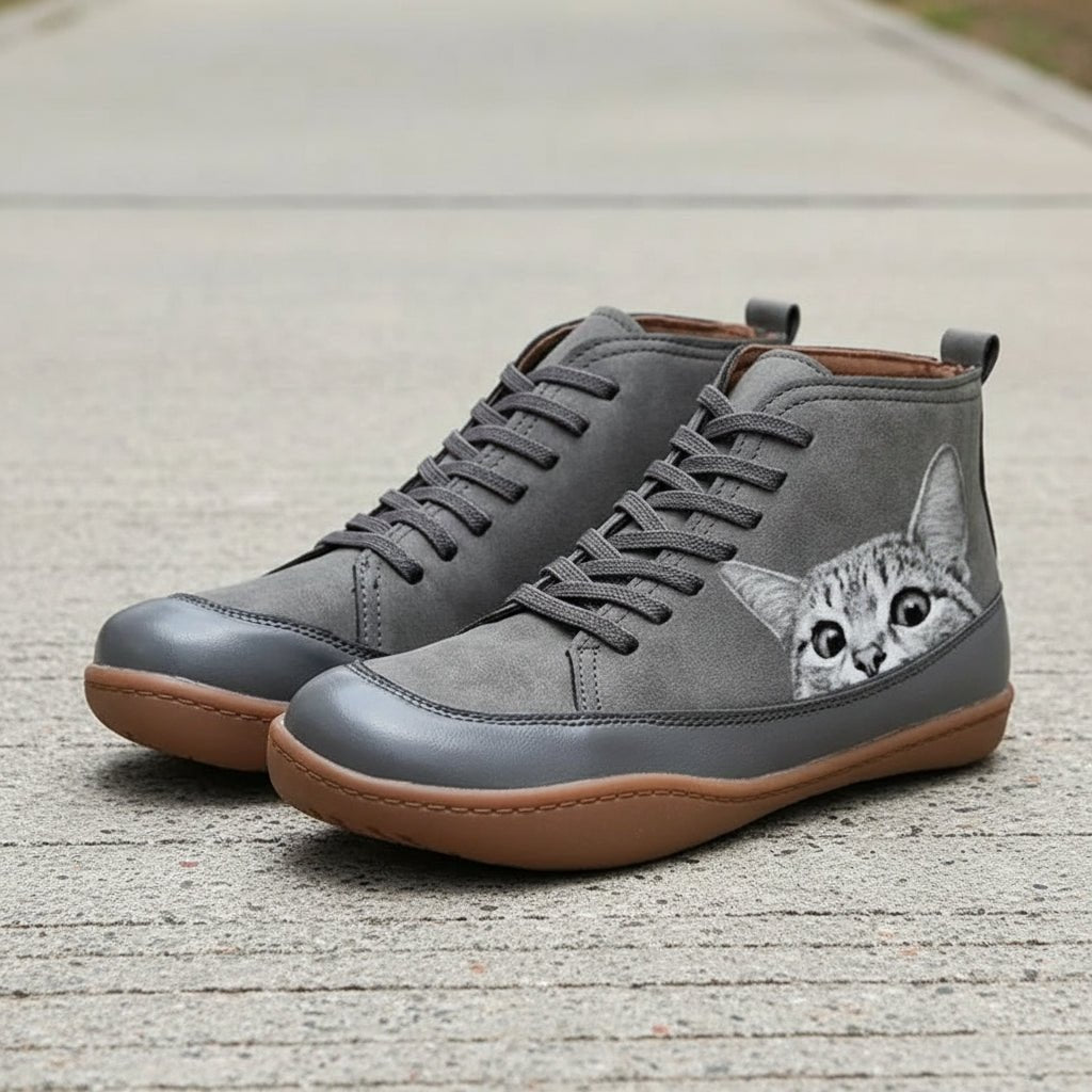Playful Casual Cat Ankle Boots