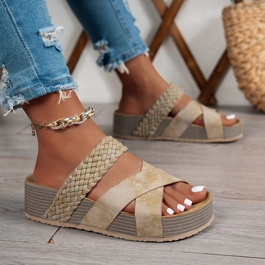 Woven Platform Slide Sandals