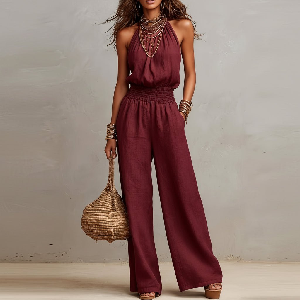 Retro Elegant Backless Jumpsuits