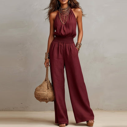 Retro Elegant Backless Jumpsuits