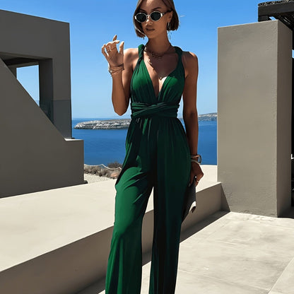 Deep Halter Neck Jumpsuits