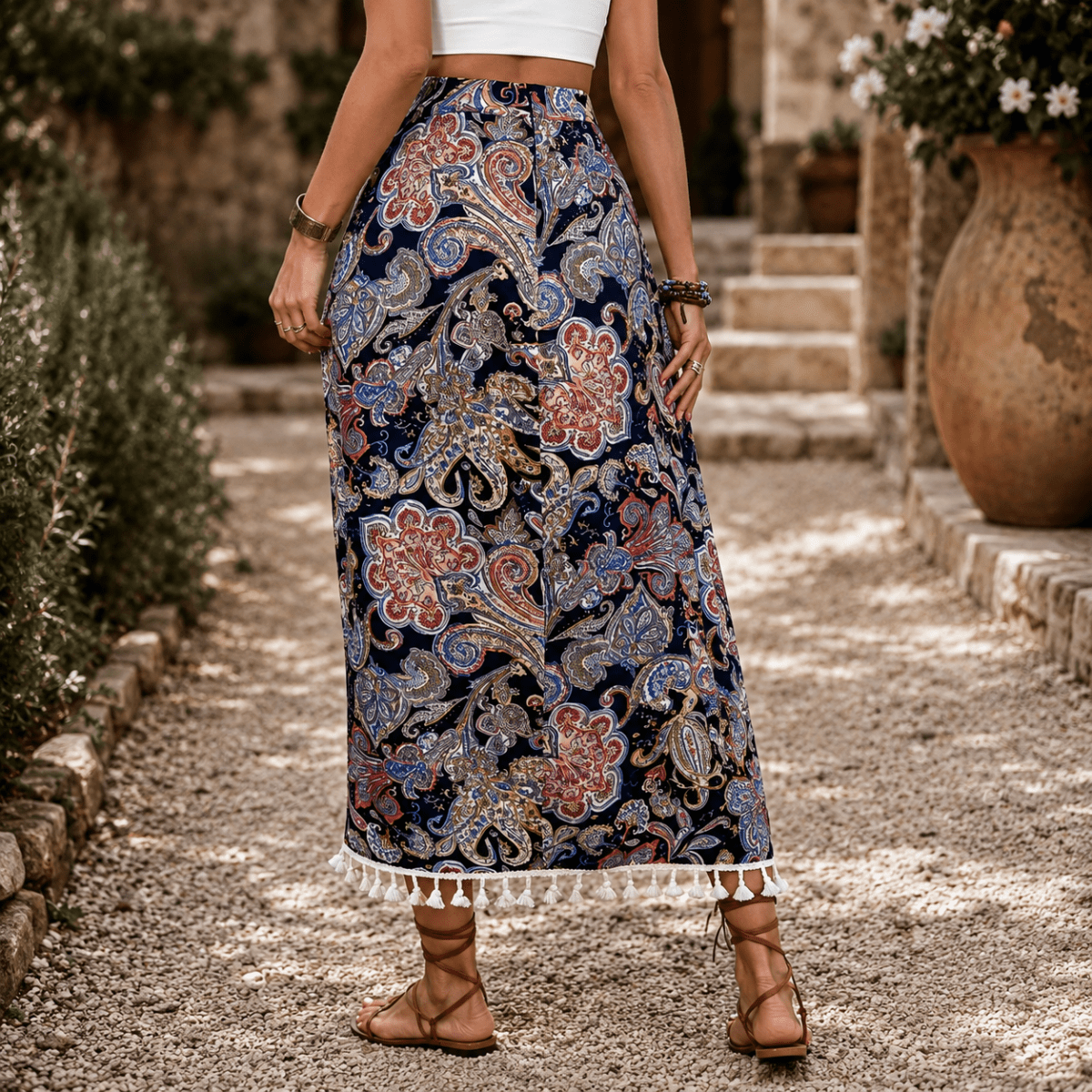 Paisley Tassel Wrap Beach Skirt