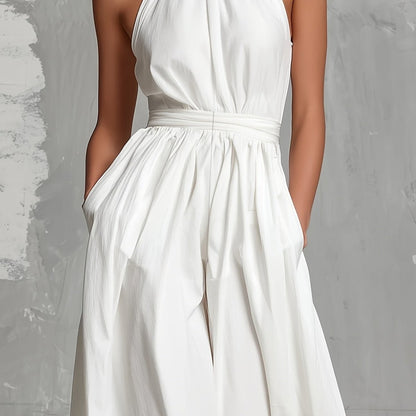Backless Belted Tank Jumpsuits