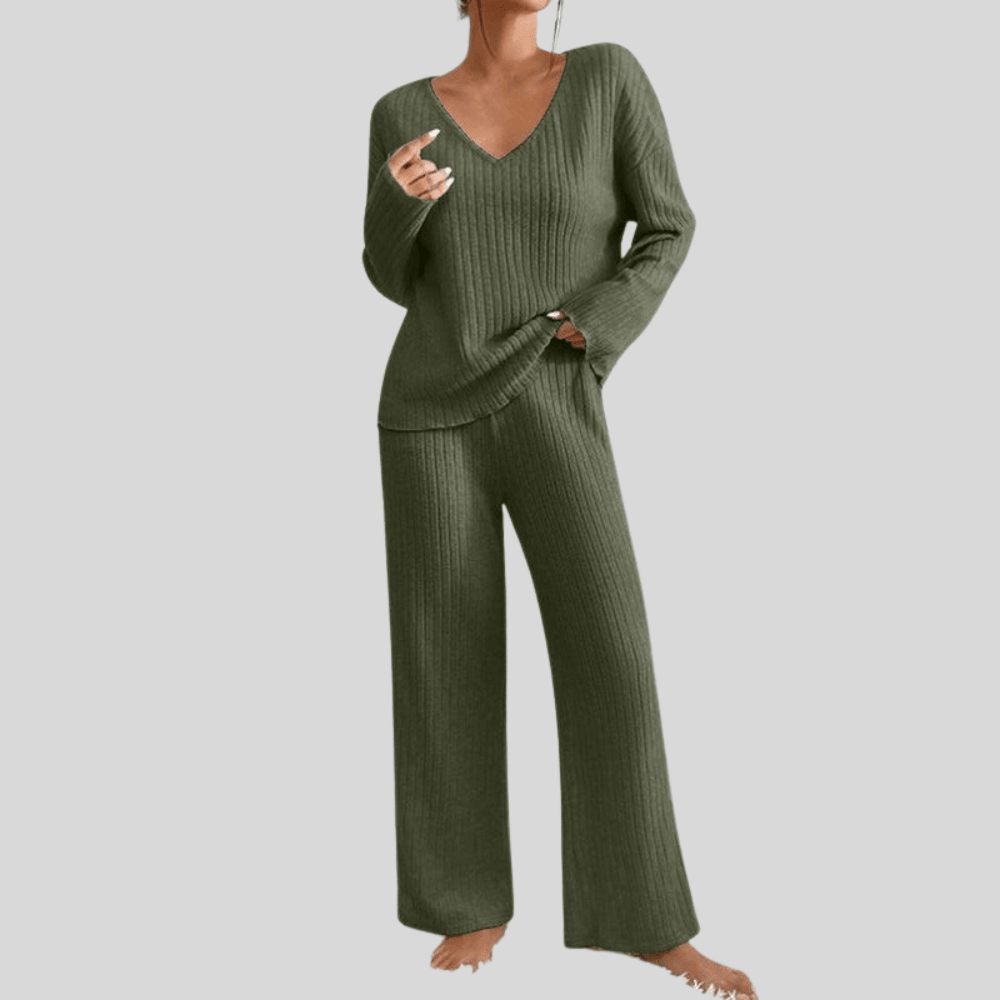 Long Sleeve Top And Wide Leg Pants Set