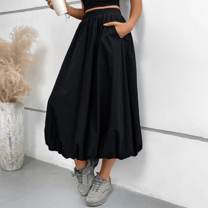 Graceful High Waist Midi Skirt