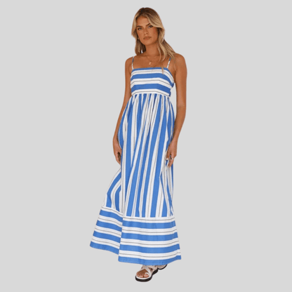 Striped Maxi Dress Backless