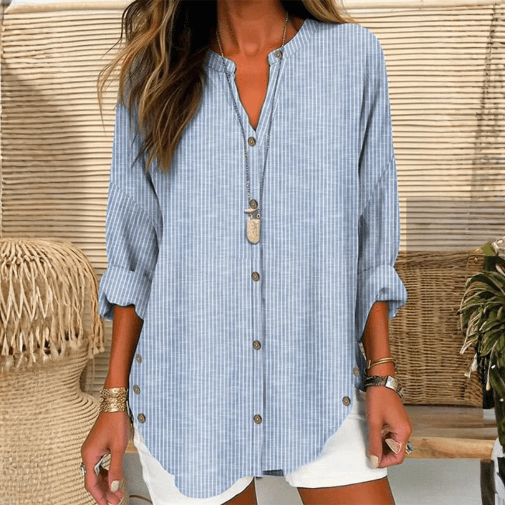 Casual Cotton Striped Blouse