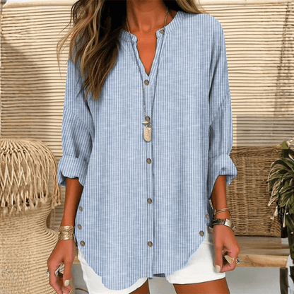 Casual Cotton Striped Blouse