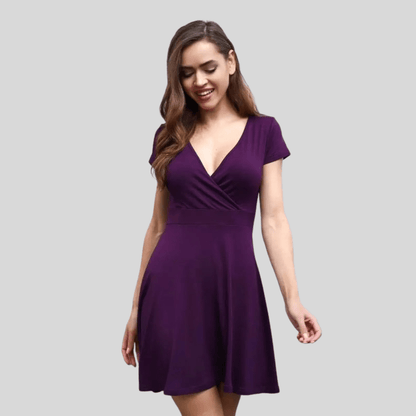 Sleek Mini Dress V Neck