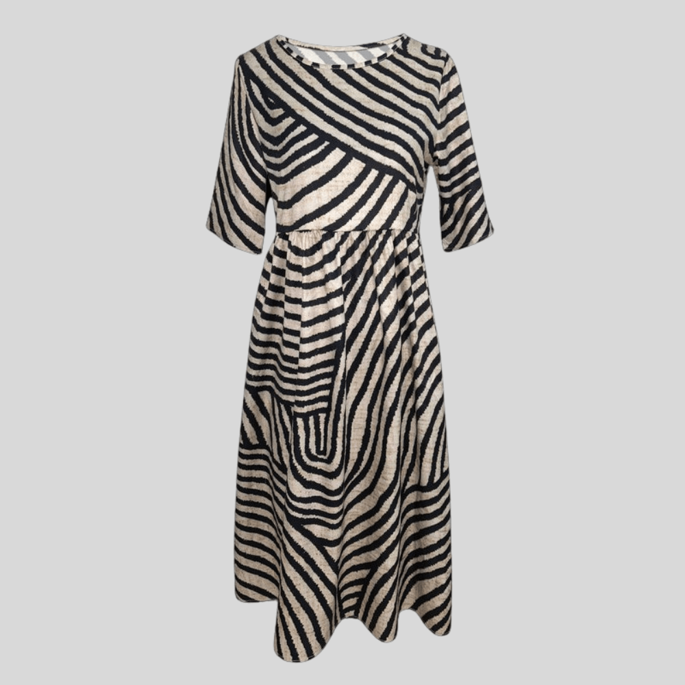 Lebhaftes Midikleid mit Zebramuster