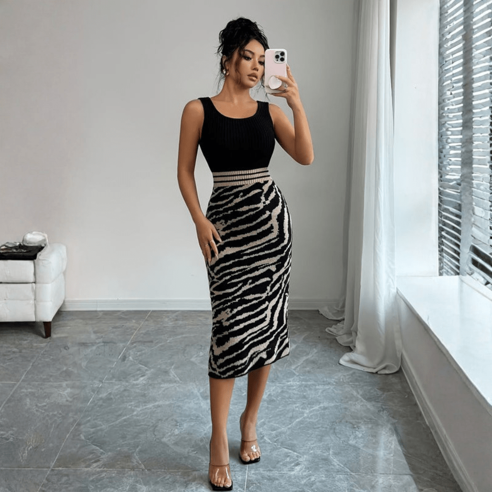 Zebra Print Trendy Classic Mini Dress