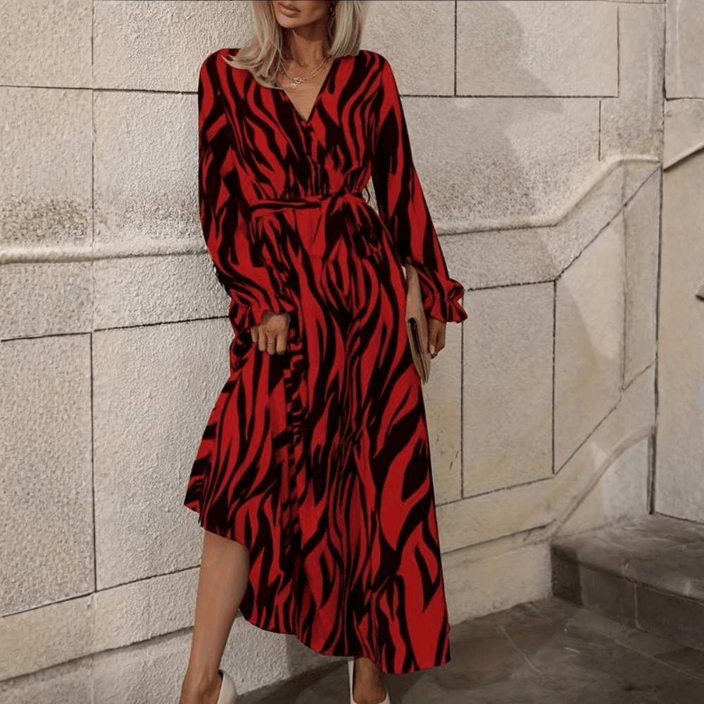 Fließendes Maxikleid mit Zebramuster