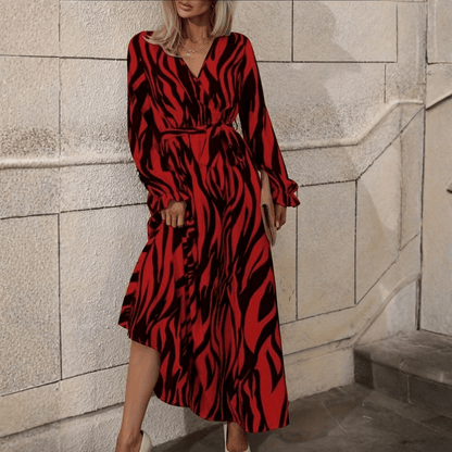 Fließendes Maxikleid mit Zebramuster
