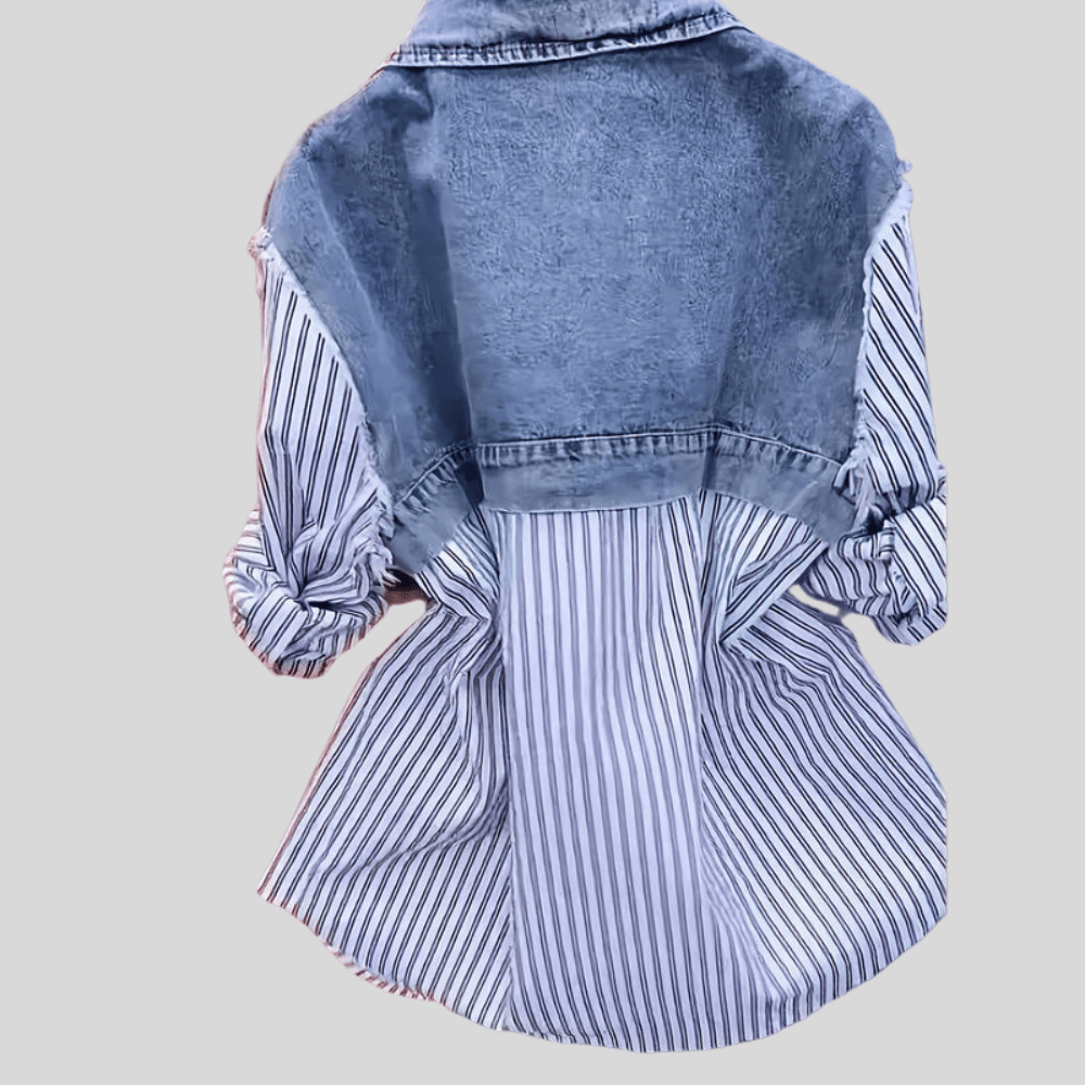 Chic Denim Patchwork Shirt