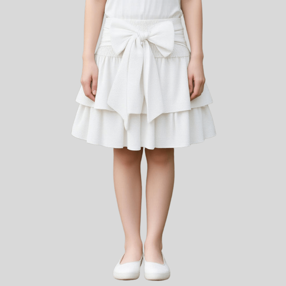 Playful Tiered Mini Skirt Bow