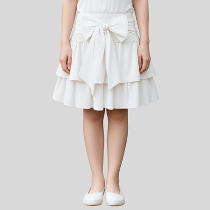 Playful Tiered Mini Skirt Bow