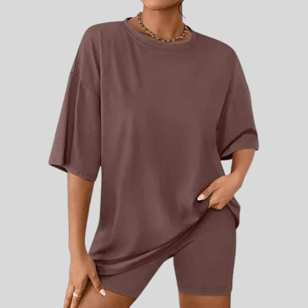 Solid Color T Shirt And Shorts Set
