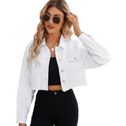 Distressed Denim Jacket Cropped