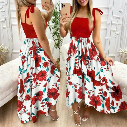 Floral Wrap Spaghetti Strap Maxi Dress