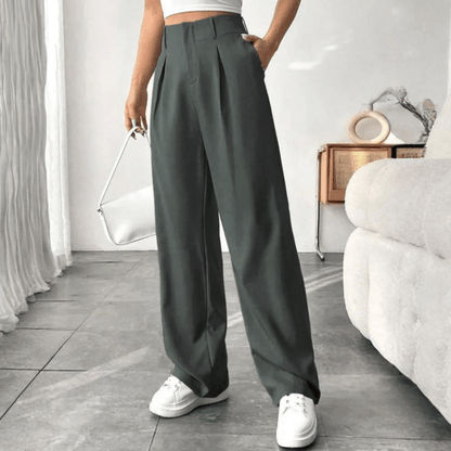 High Waisted Draped Wide Leg Pants