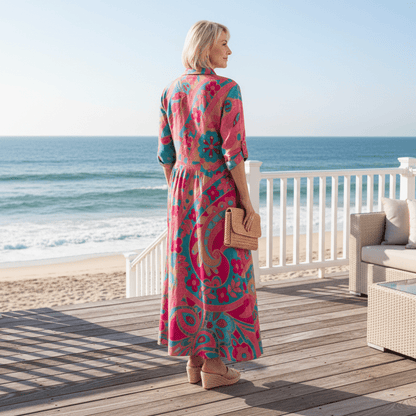 Bedrucktes Midikleid mit Kragen