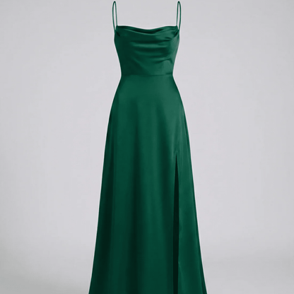 Elegant Cowl Neck Split Maxi Dress