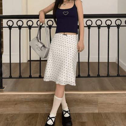 Chic Polka Dot Midi Skirt