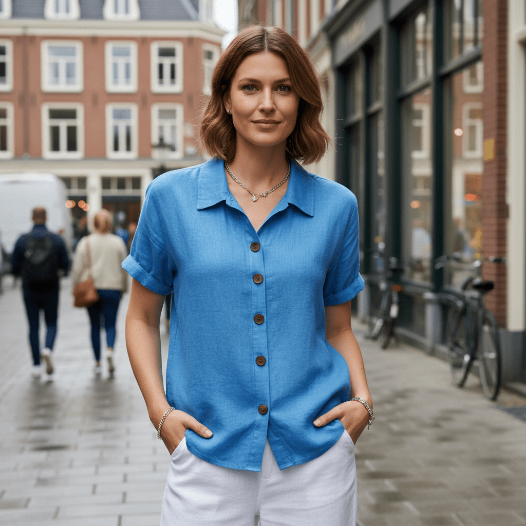 Relaxed Polish Short-Sleeve Top