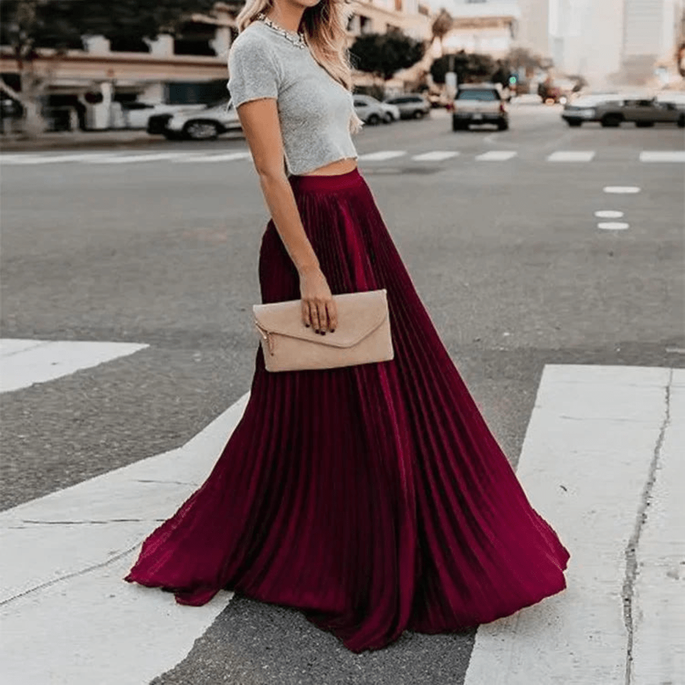 Vivid Multicolor Pleated Maxi Skirt