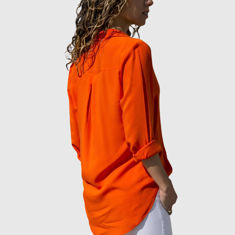 Flowing V-Neck Elegant Style Blouse