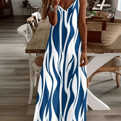 Blue White Zebra Print Vacation Dress