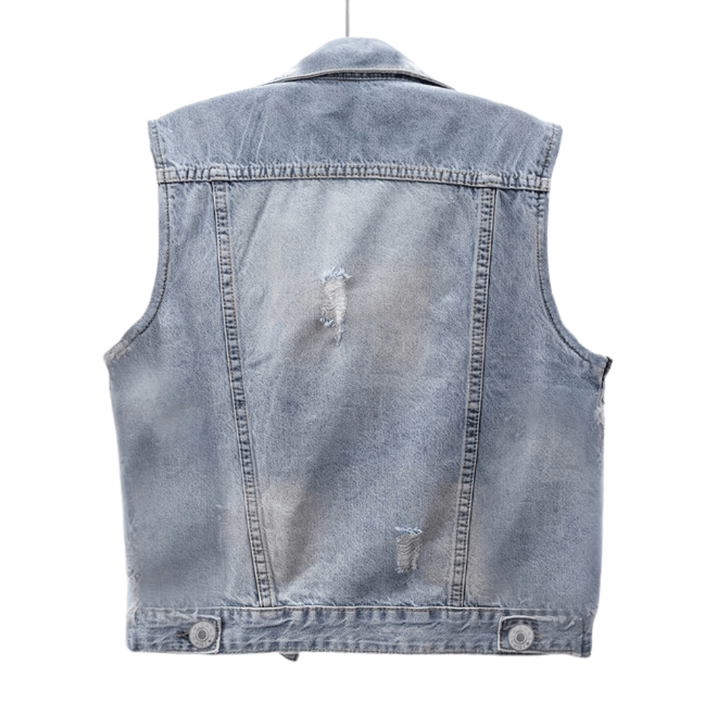 Perlenbesetzte Blumen-Denim-Weste