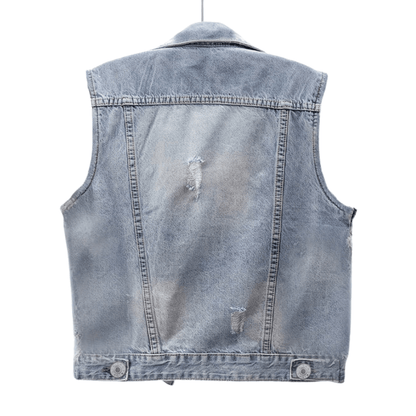 Perlenbesetzte Blumen-Denim-Weste