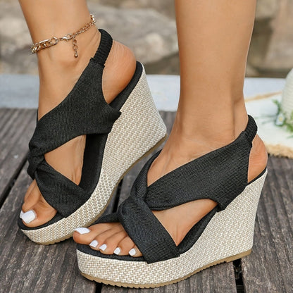 Boho Crisscross Espadrille Wedge Sandals