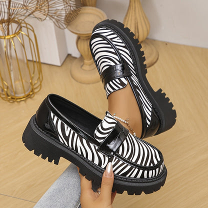 Bold Zebra Slip On Loafers