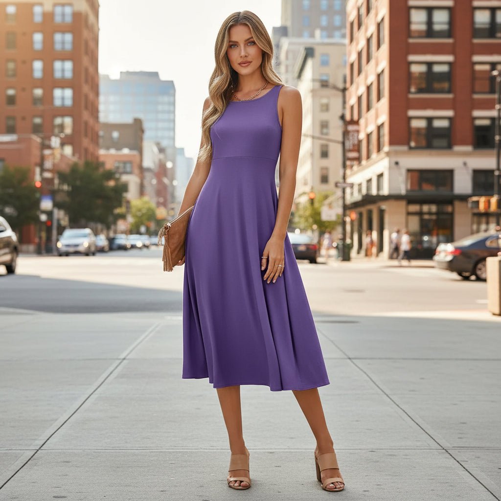 Sleeveless A-Line Midi Dress