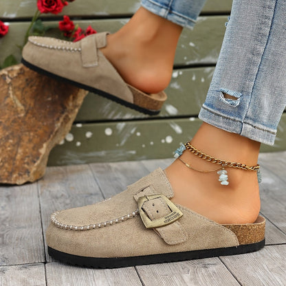 Retro Buckle Mule Flats