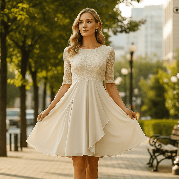Half-Sleeve Evening Dress for Special Occasions