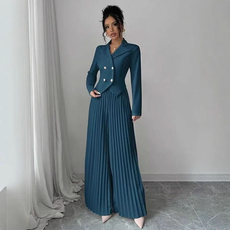 Pleated Wide Leg Pants Set